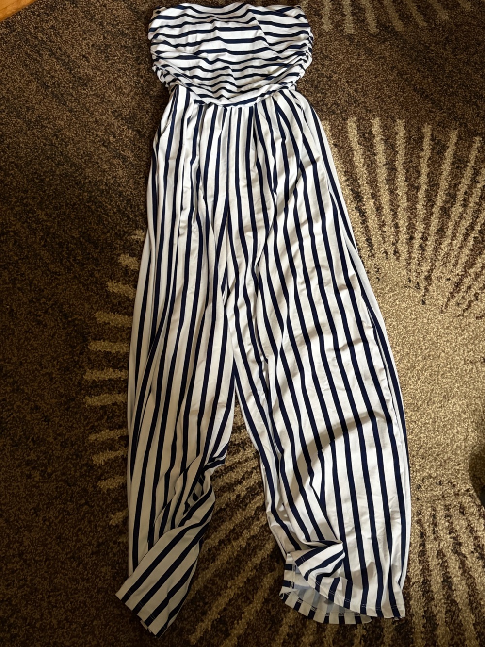 Navy and White Striped One-Piece
